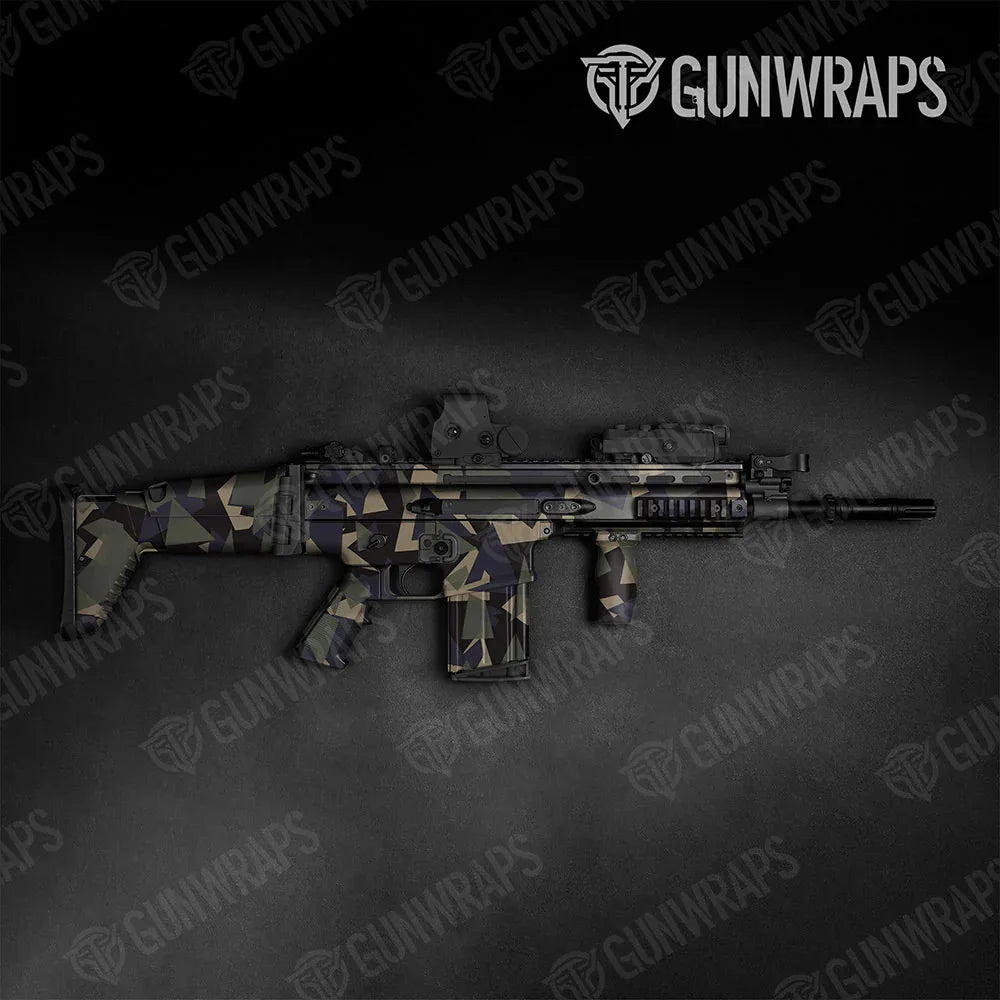 Shattered Militant Blue Tactical Gun Skin Vinyl Wraps