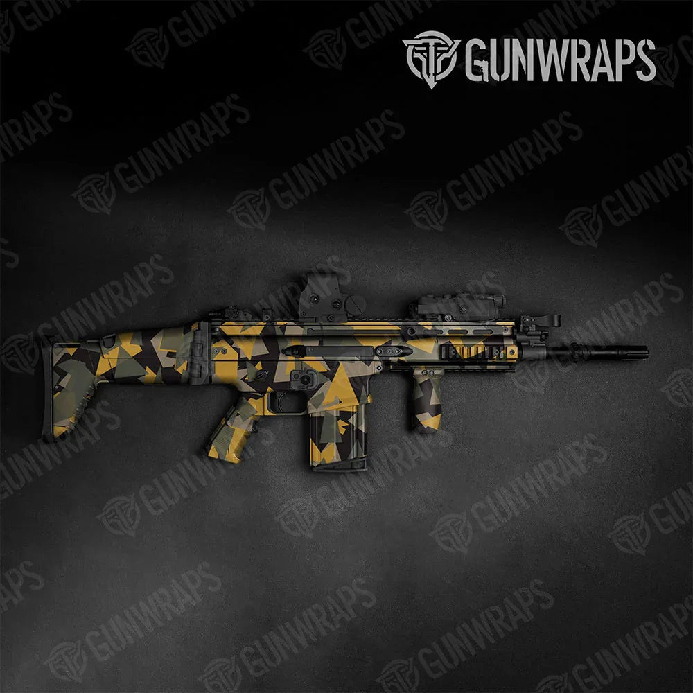 Shattered Militant Yellow Tactical Gun Skin Vinyl Wraps