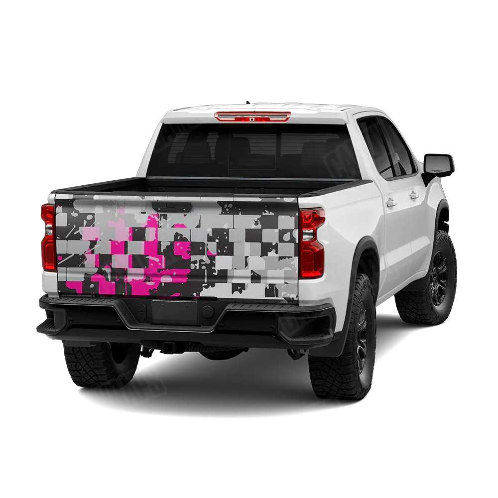 Broken Plaid Magenta Tiger Tailgate Wraps