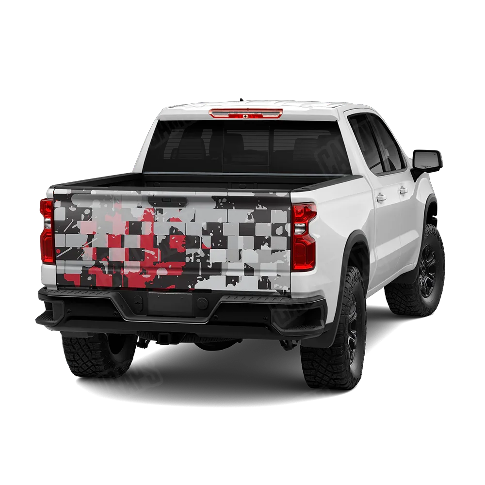 Broken Plaid Red Tiger Tailgate Wraps