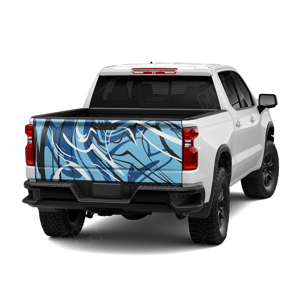 Liquid Smoke Baby Blue Tailgate Wraps