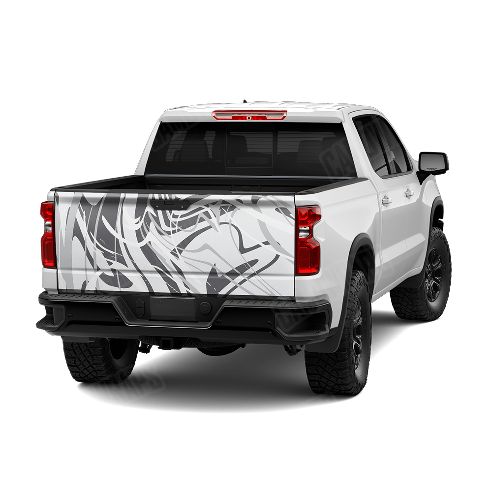 Liquid Smoke Snow Tailgate Wraps