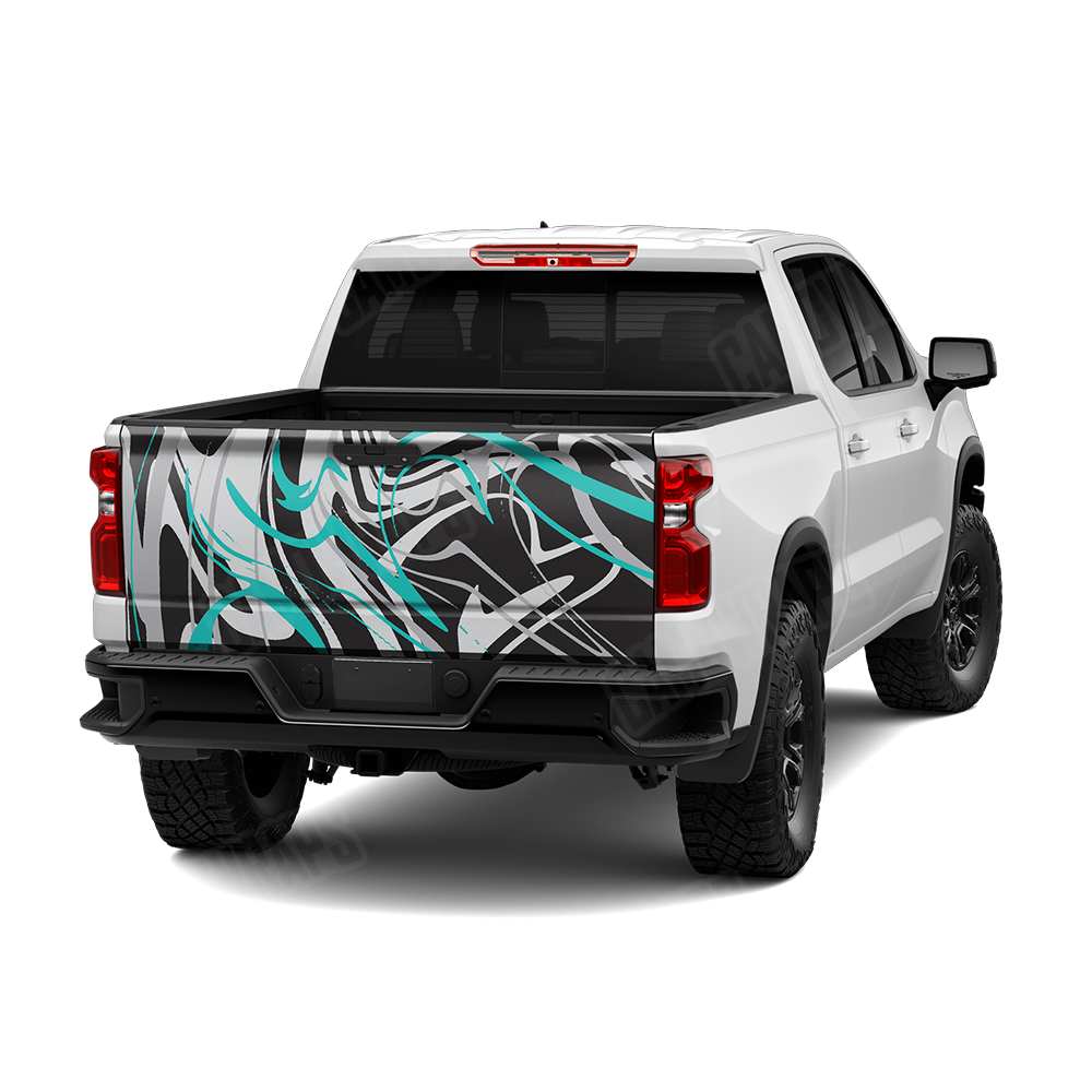 Liquid Smoke Tiffany Blue Tiger Tailgate Wraps