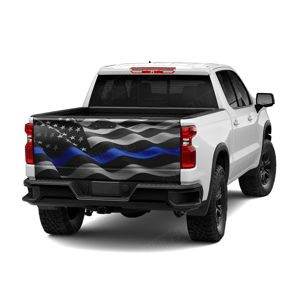 Patriotic Police Service Flag Tailgate Wraps