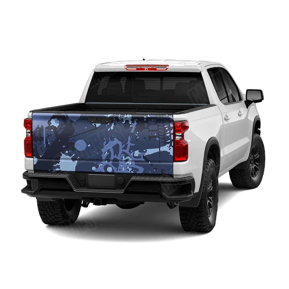 Tire Splatter Blue Urban Night Tailgate Wraps