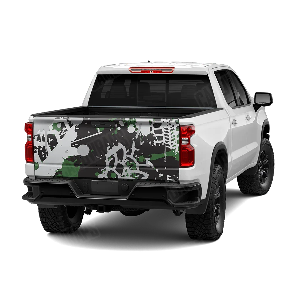 Tire Splatter Green Tiger Tailgate Wraps