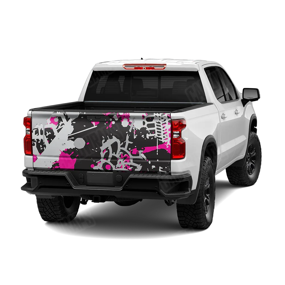 Tire Splatter Magenta Tiger Tailgate Wraps