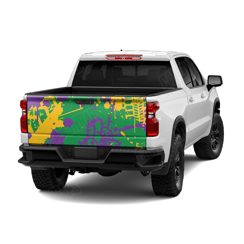 Tire Splatter Mardi Gras Tailgate Wraps