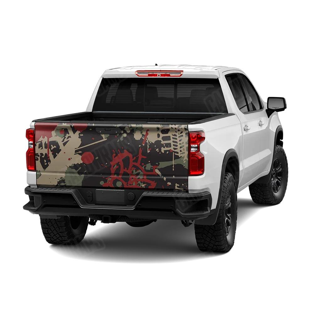 Tire Splatter Militant Red Tailgate Wraps