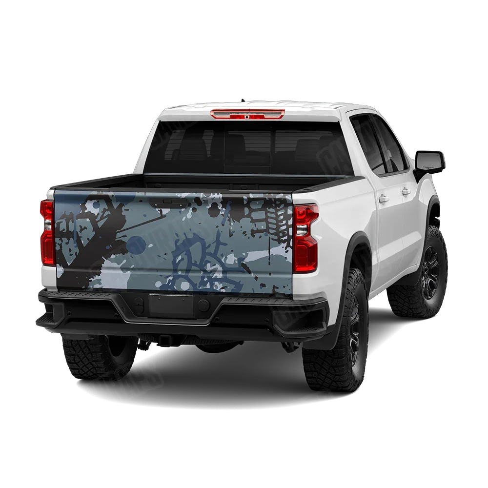 Tire Splatter Navy Tailgate Wraps