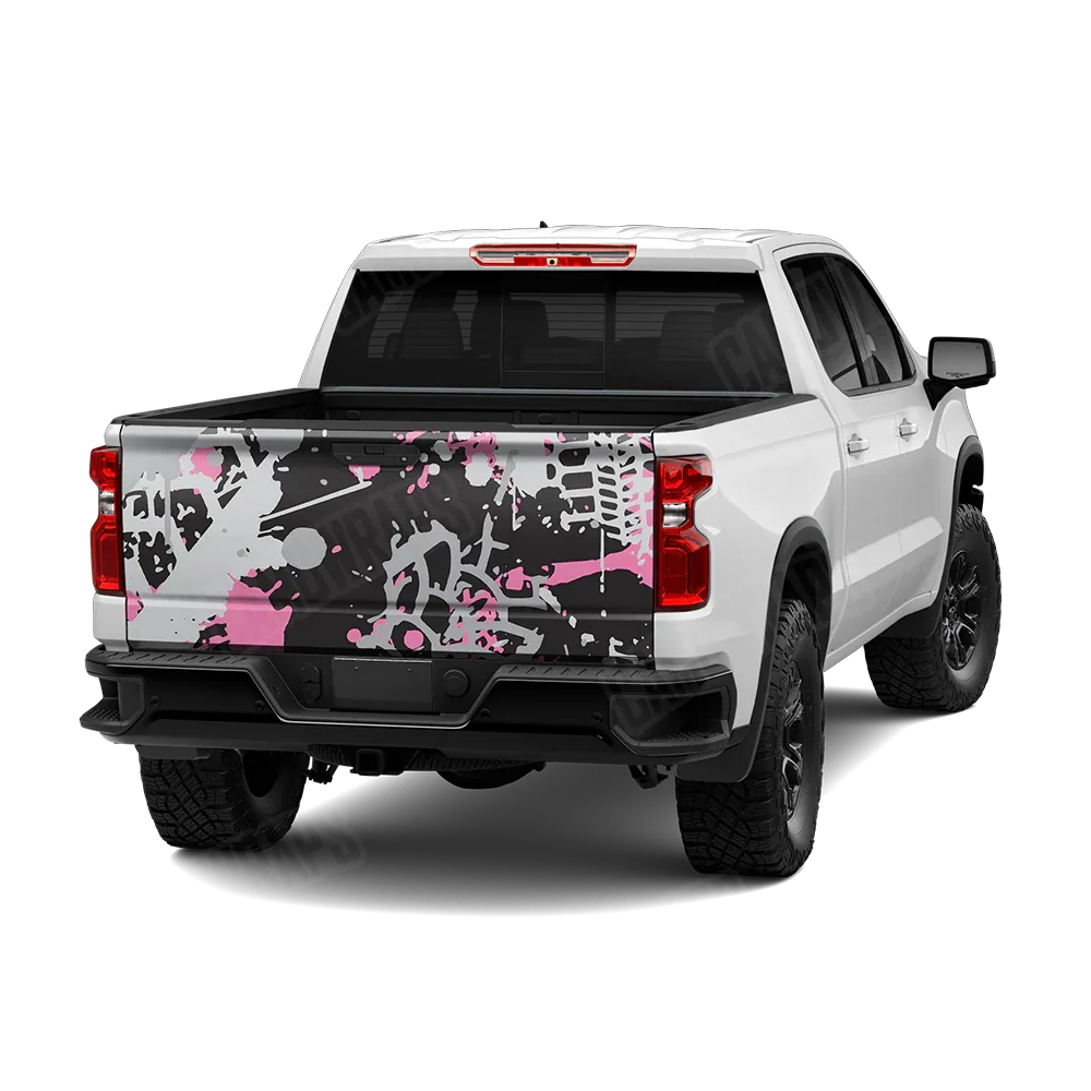 Tire Splatter Pink Tiger Tailgate Wraps