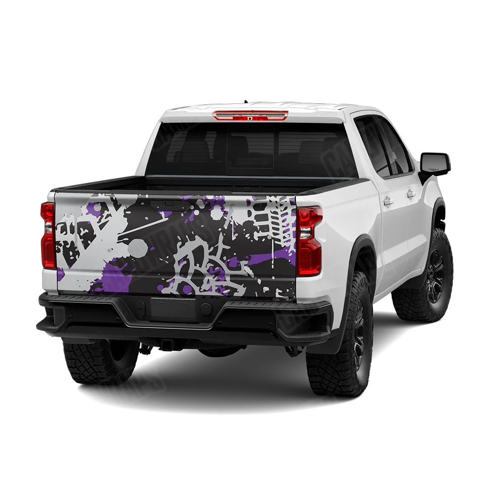 Tire Splatter Purple Tiger Tailgate Wraps