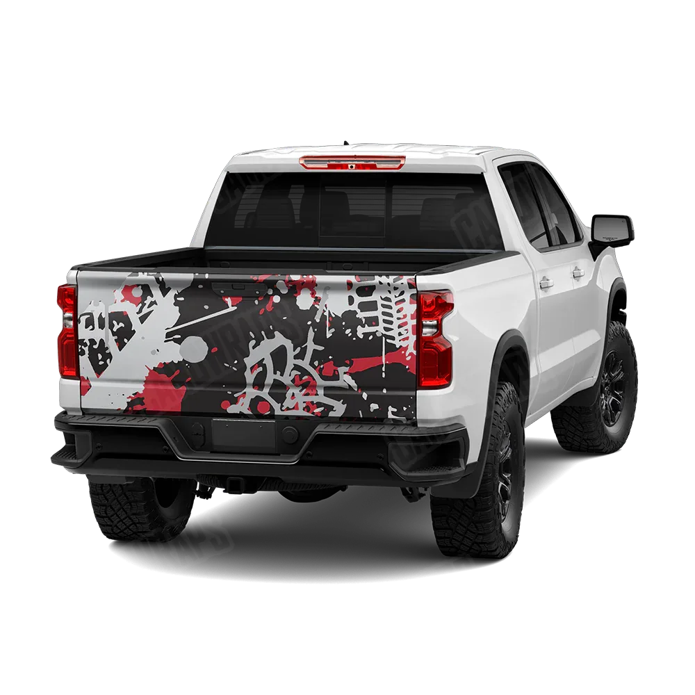Tire Splatter Red Tiger Tailgate Wraps