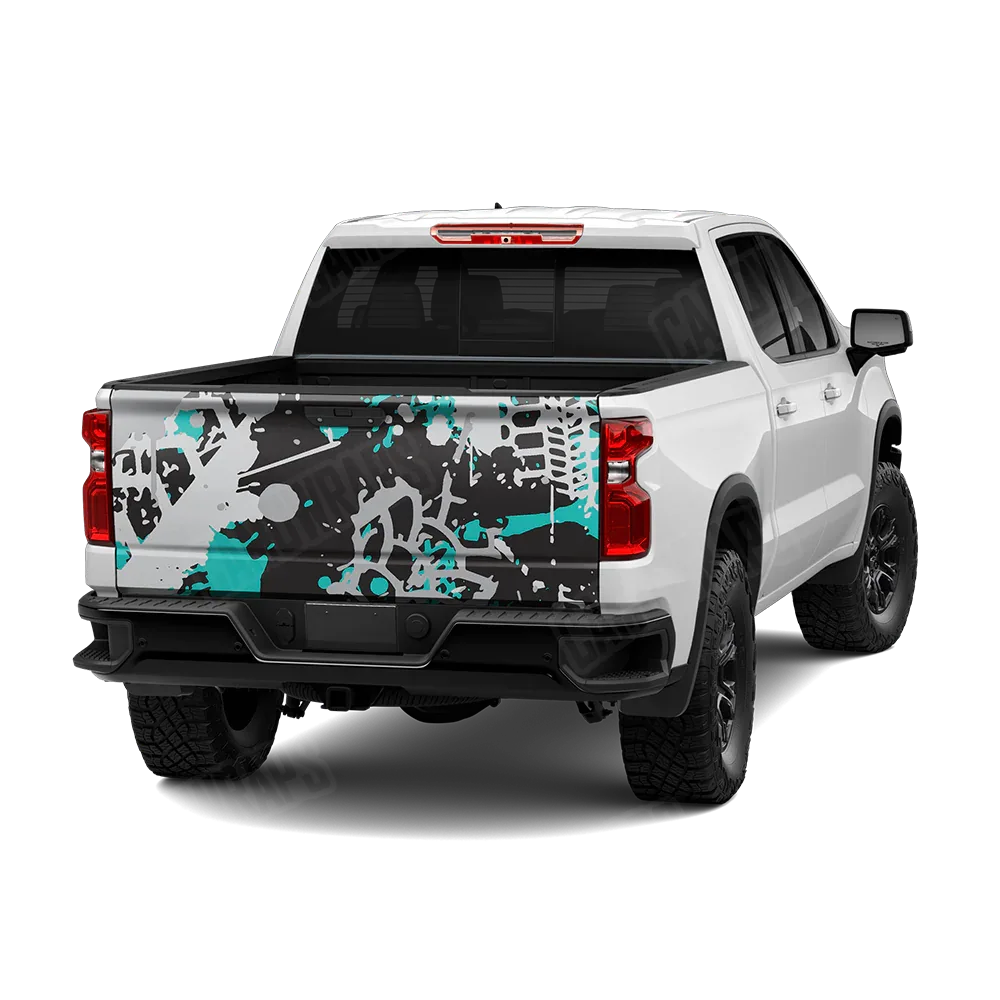 Tire Splatter Tiffany Blue Tiger Tailgate Wraps