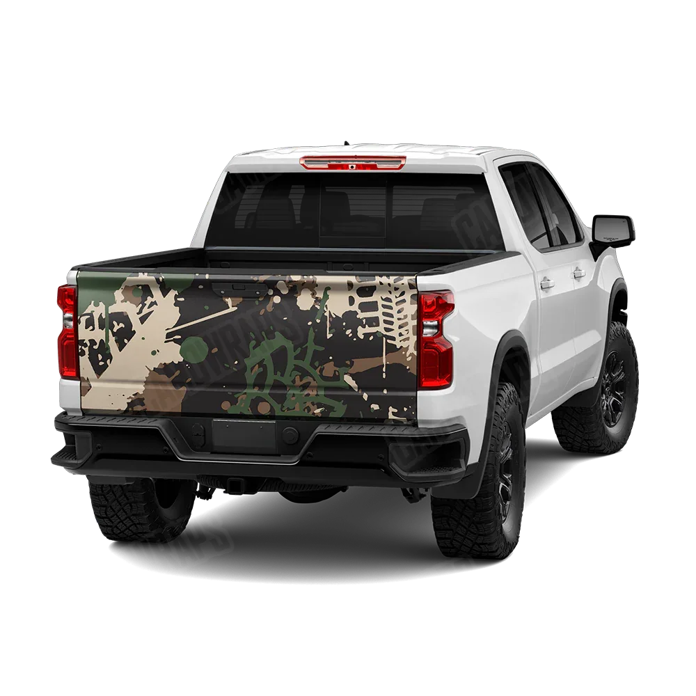 Tire Splatter Woodland Tailgate Wraps