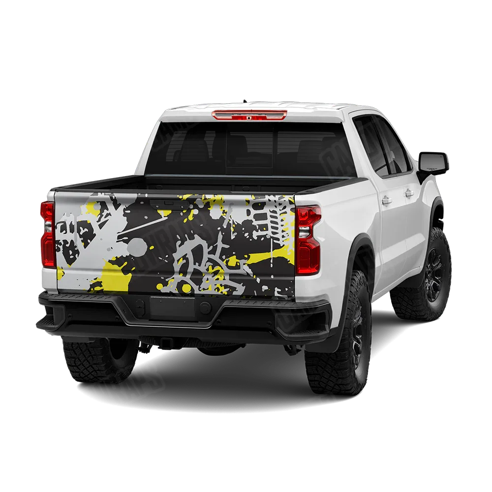 Tire Splatter Yellow Tiger Tailgate Wraps