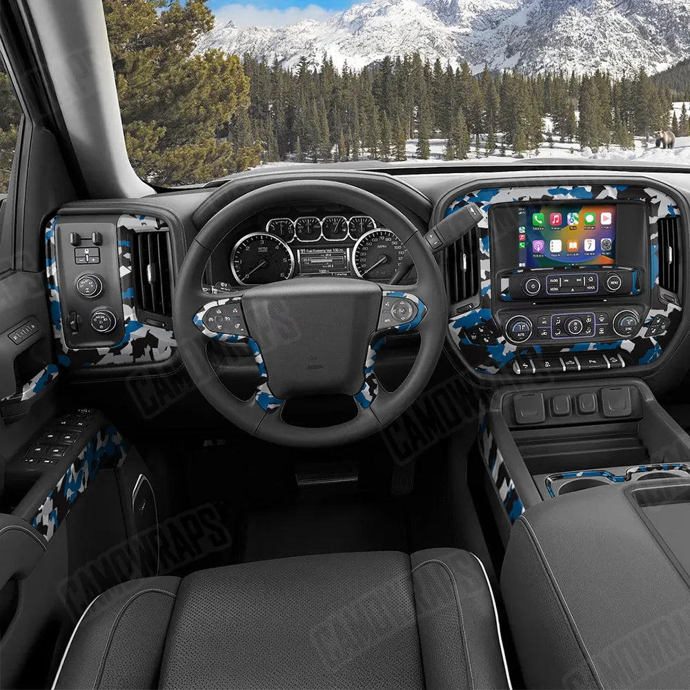 Erratic Blue Tiger Car Interior Skins