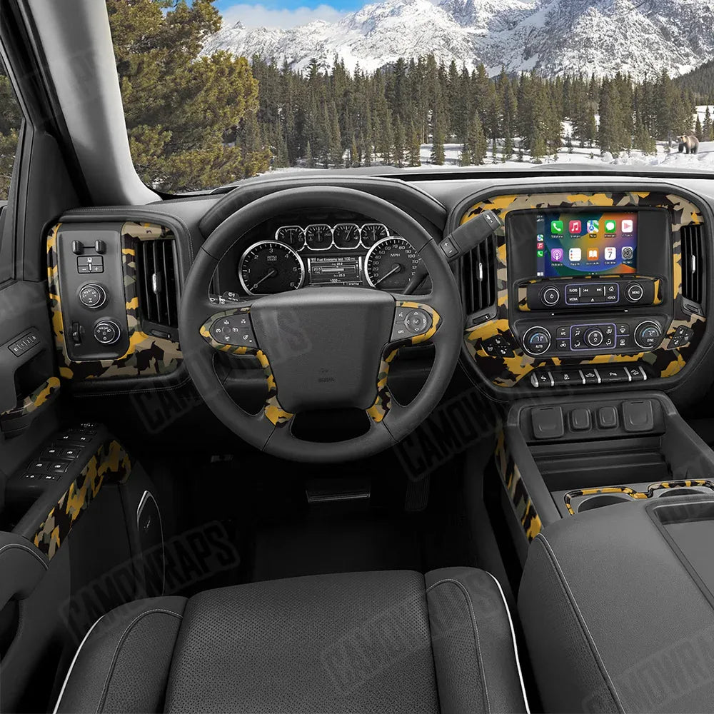 Erratic Militant Yellow Car Interior Skins