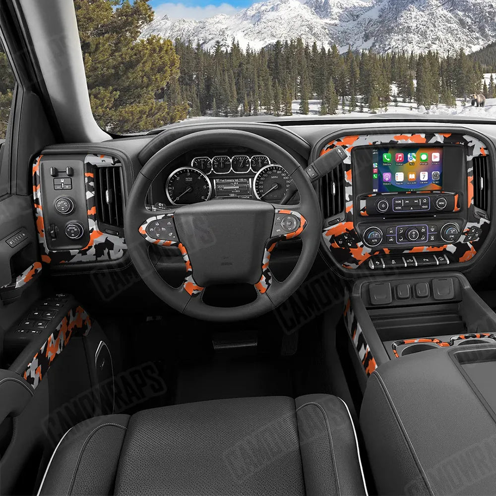 Erratic Orange Tiger Car Interior Skins
