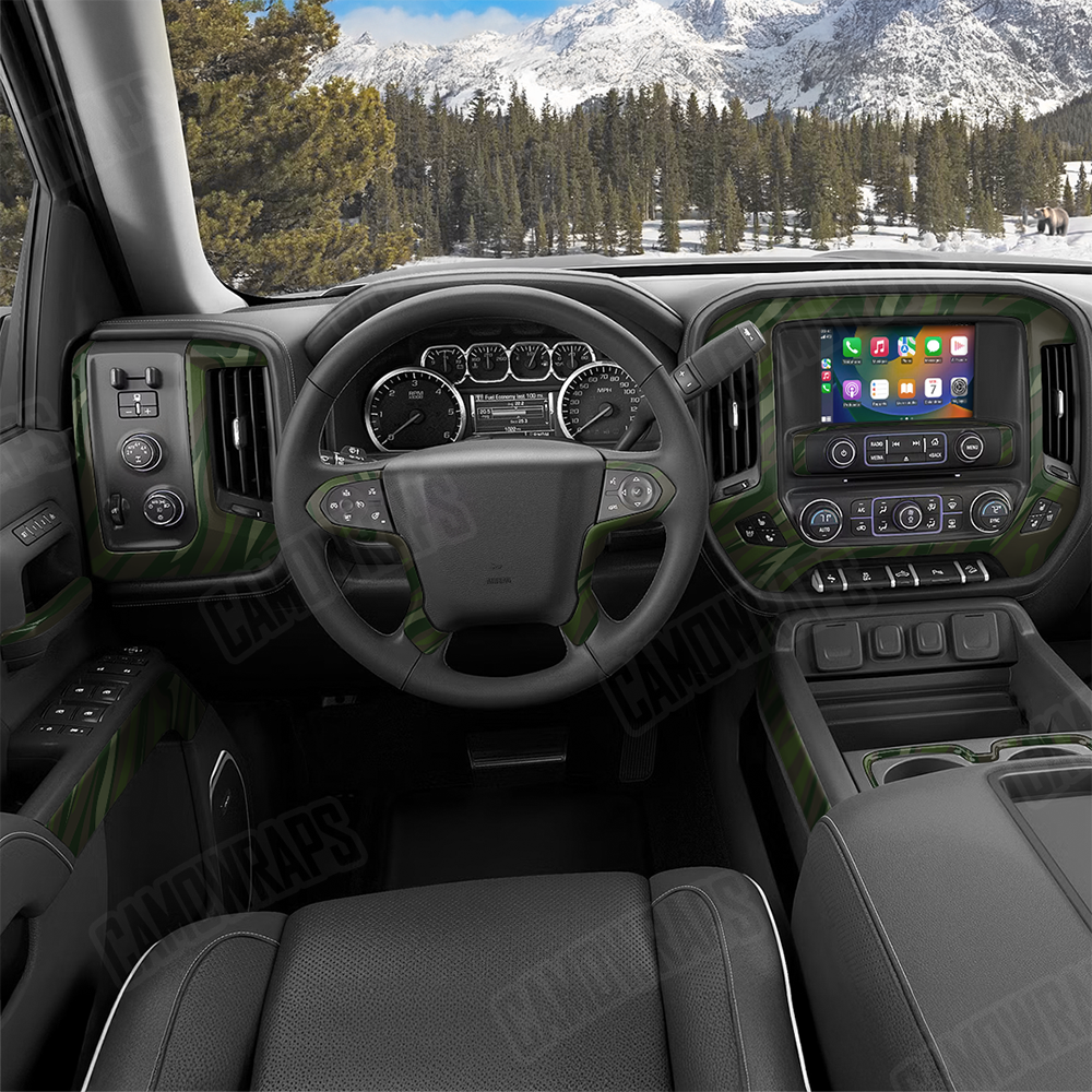 Fun Stripe Army Dark Green Car Interior Skins