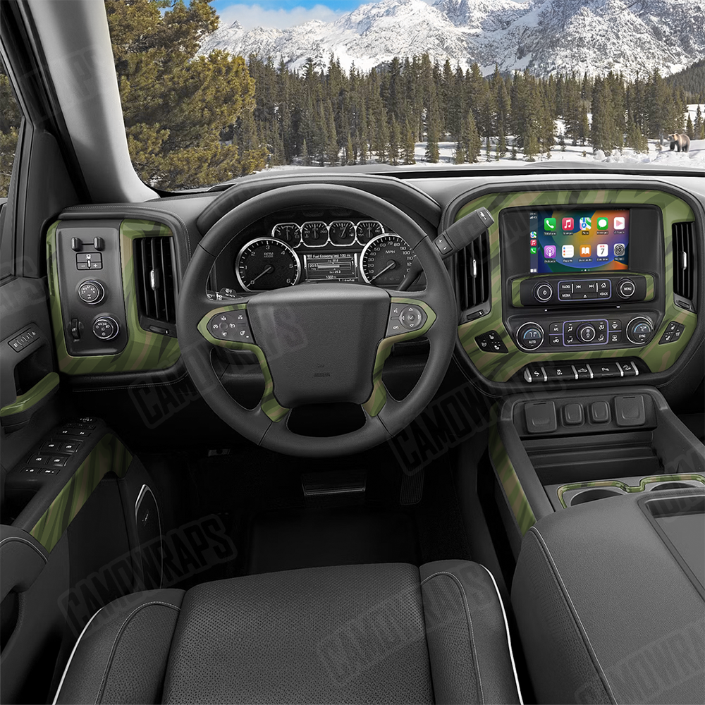 Fun Stripe Army Green Car Interior Skins