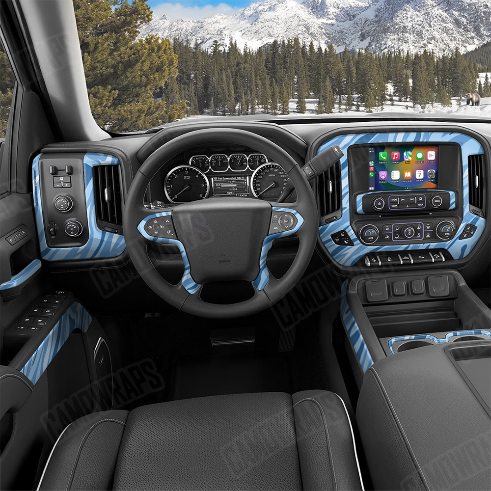 Fun Stripe Cool Blue Car Interior Skins