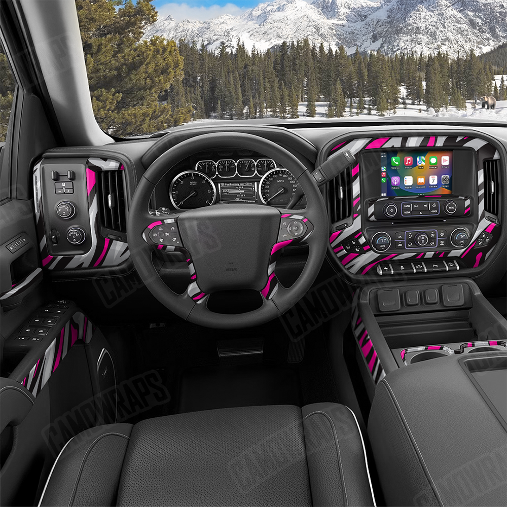 Fun Stripe Magenta Tiger Car Interior Skins