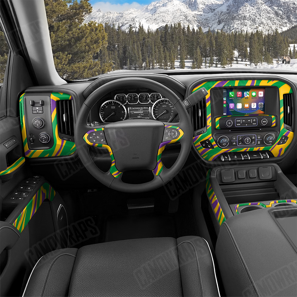 Fun Stripe Mardi Gras Car Interior Skins