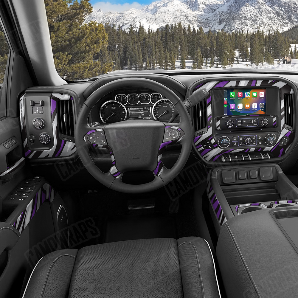 Fun Stripe Purple Tiger Car Interior Skins