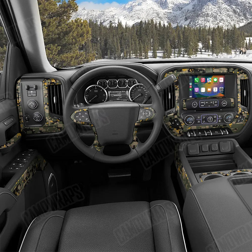 Digital Militant Yellow Car Interior Skins