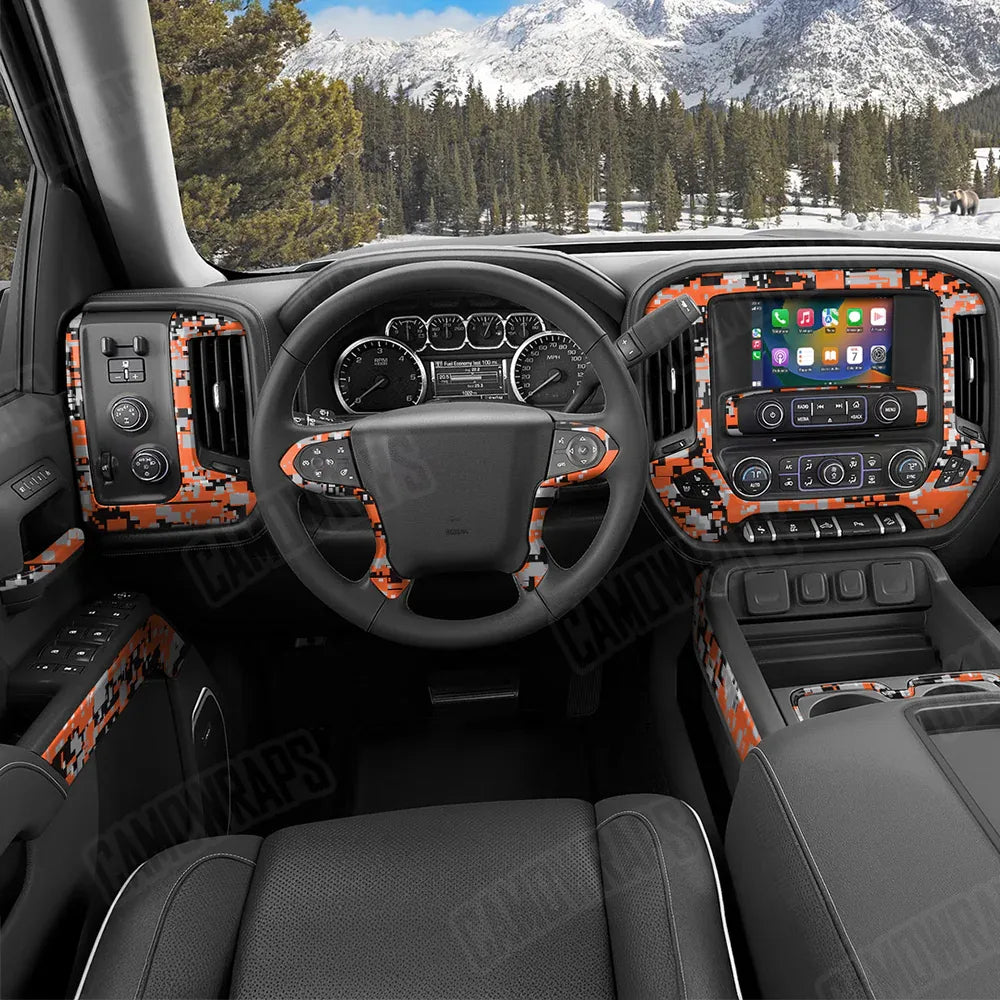 Digital Orange Tiger Car Interior Skins
