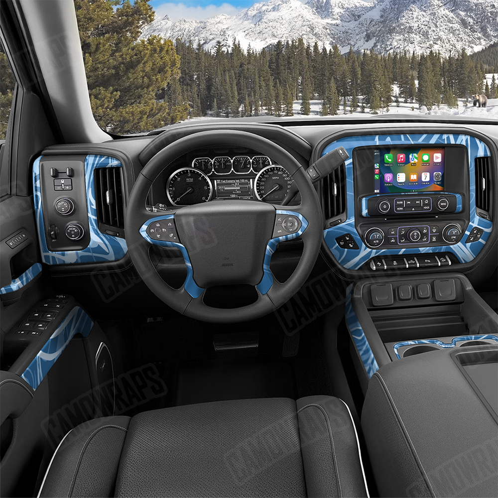 Liquid Smoke Cool Blue Car Interior Skins