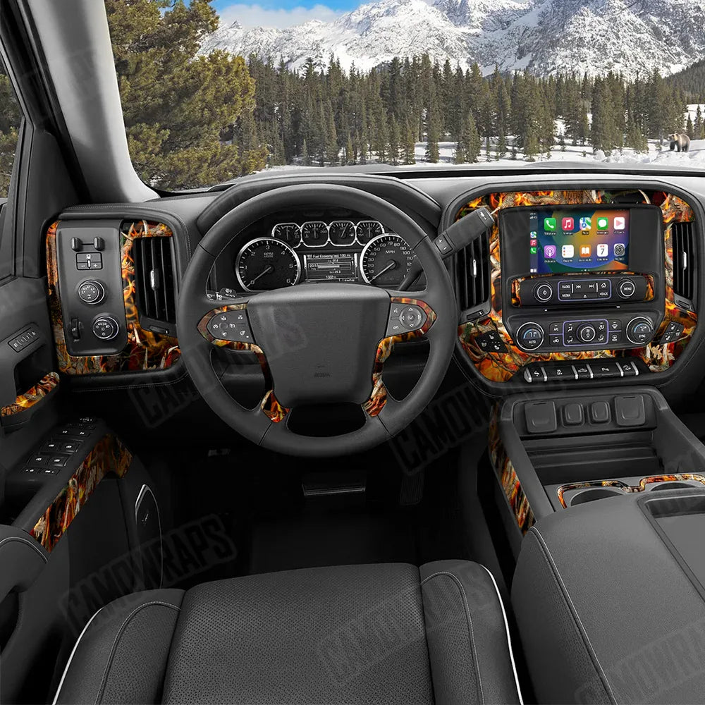 Nature Burning Buck Skull Car Interior Skins