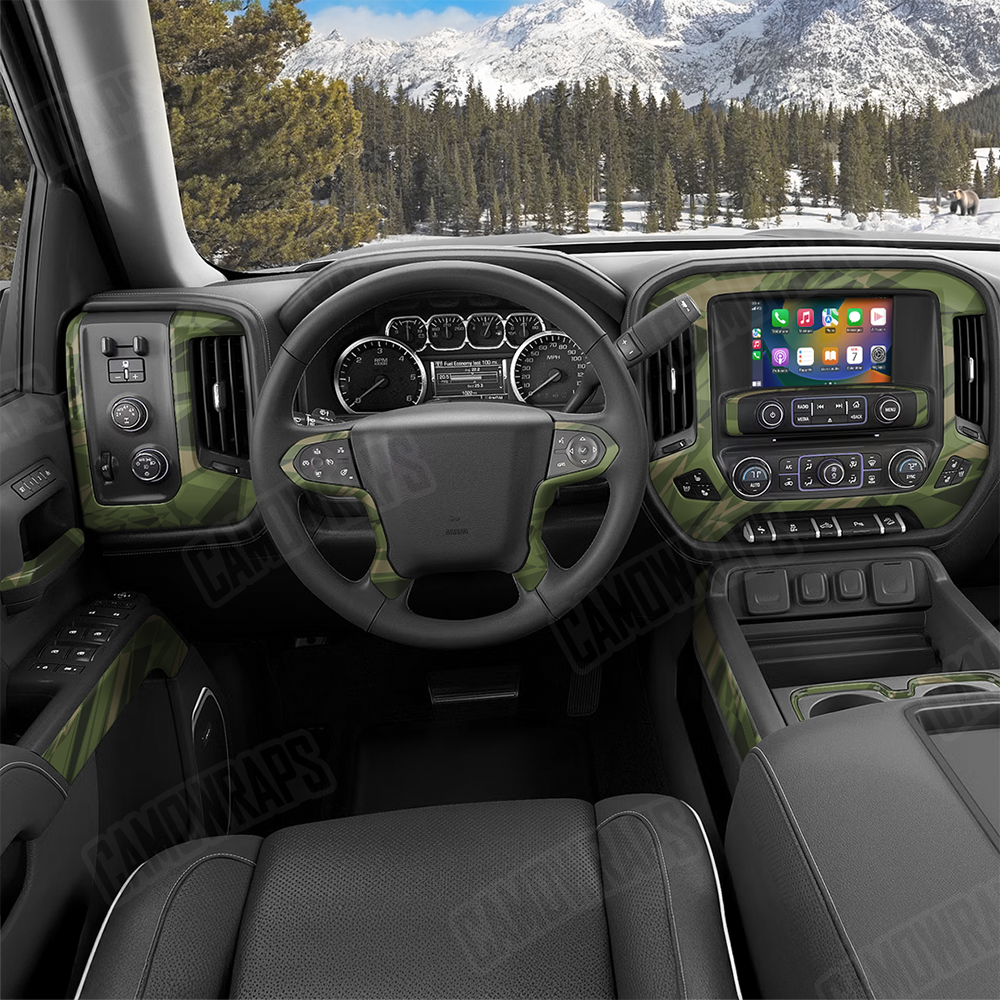Sharp Army Green Car Interior Skins