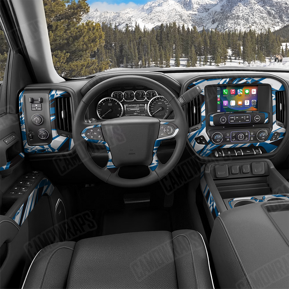 Sharp Blue Tiger Car Interior Skins