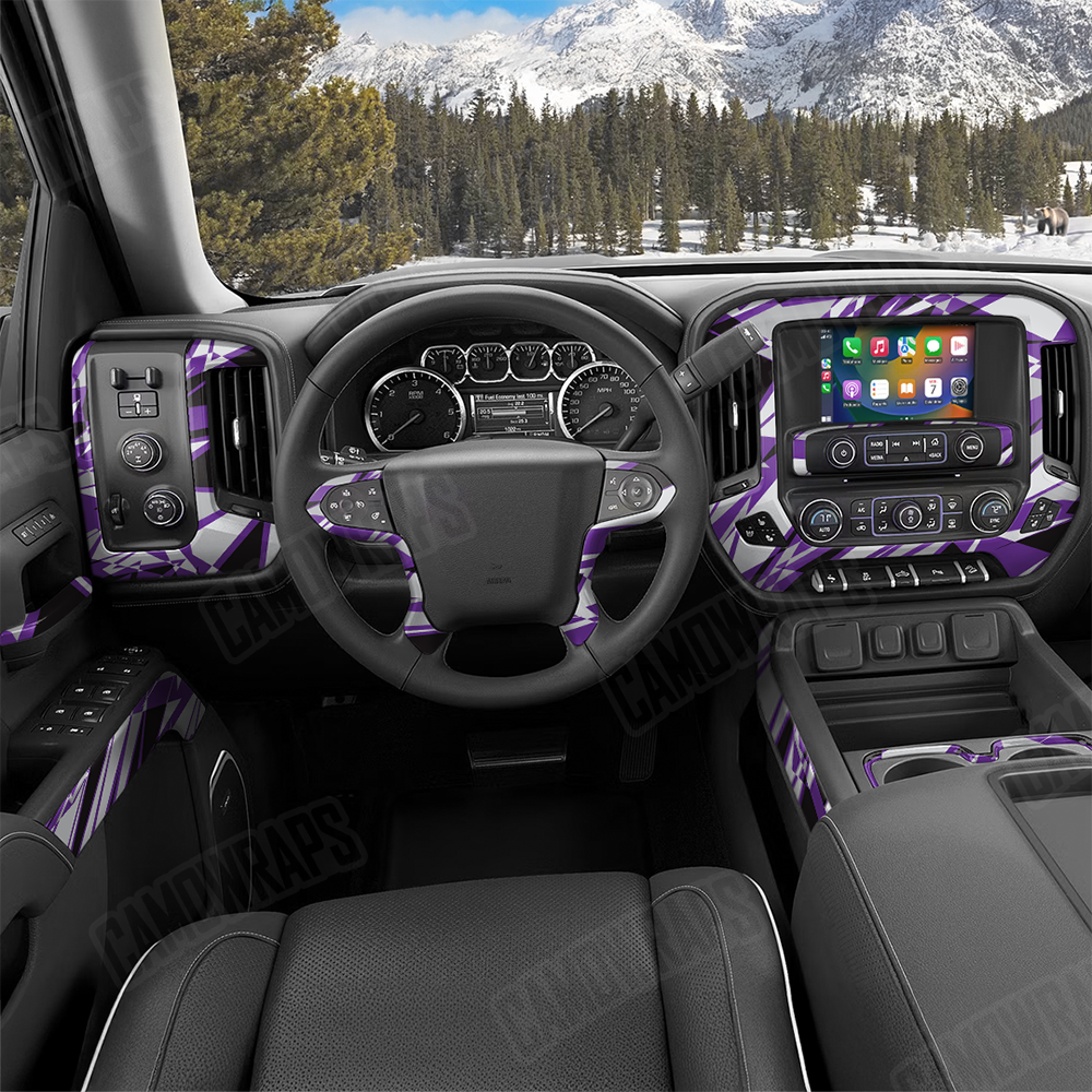 Sharp Purple Tiger Car Interior Skins