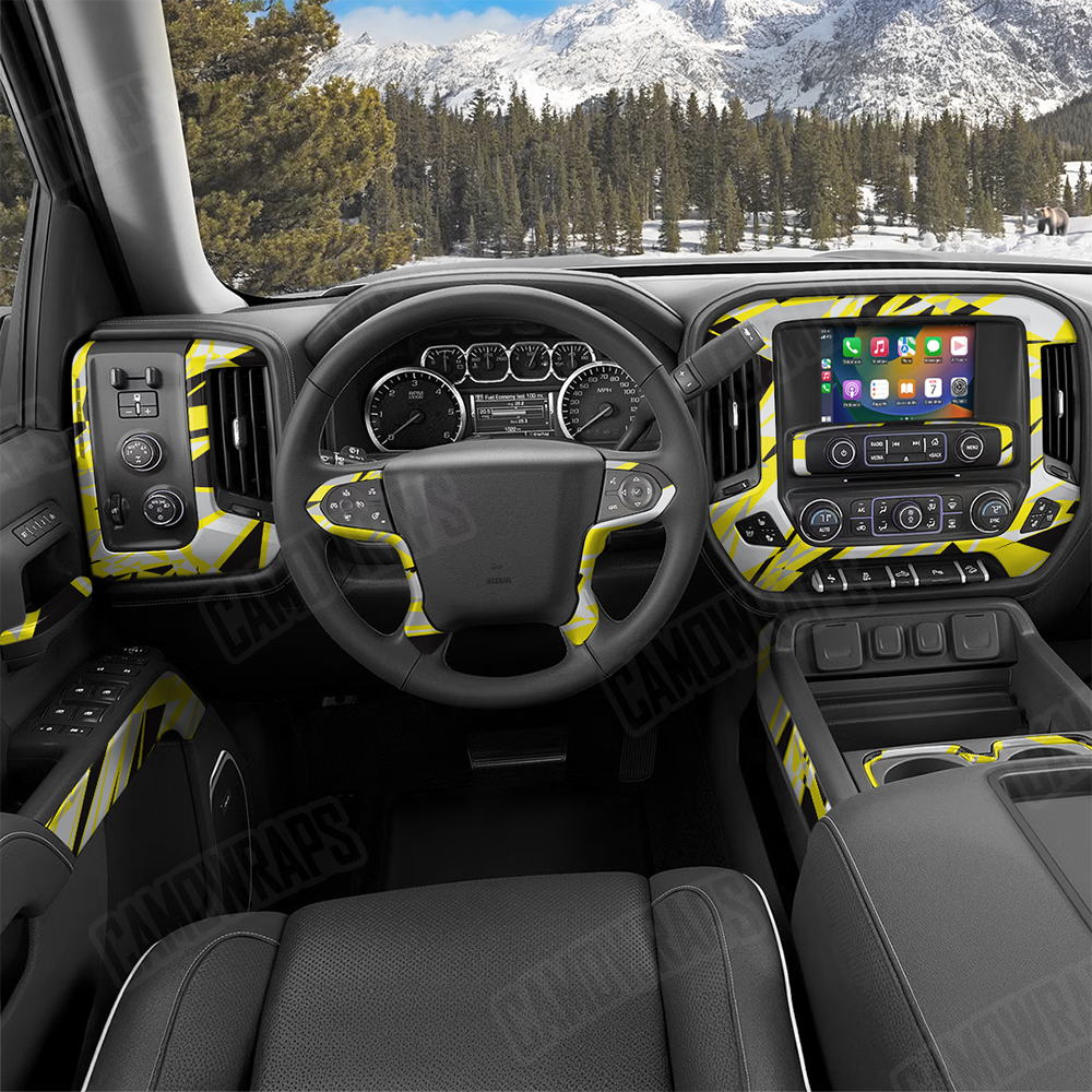 Sharp Yellow Tiger Car Interior Skins