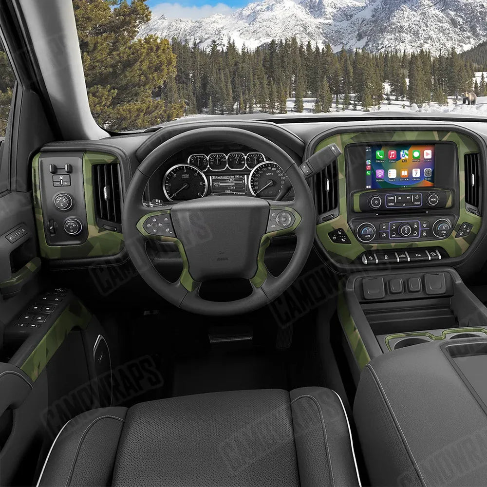 Shattered Army Green Car Interior Skins