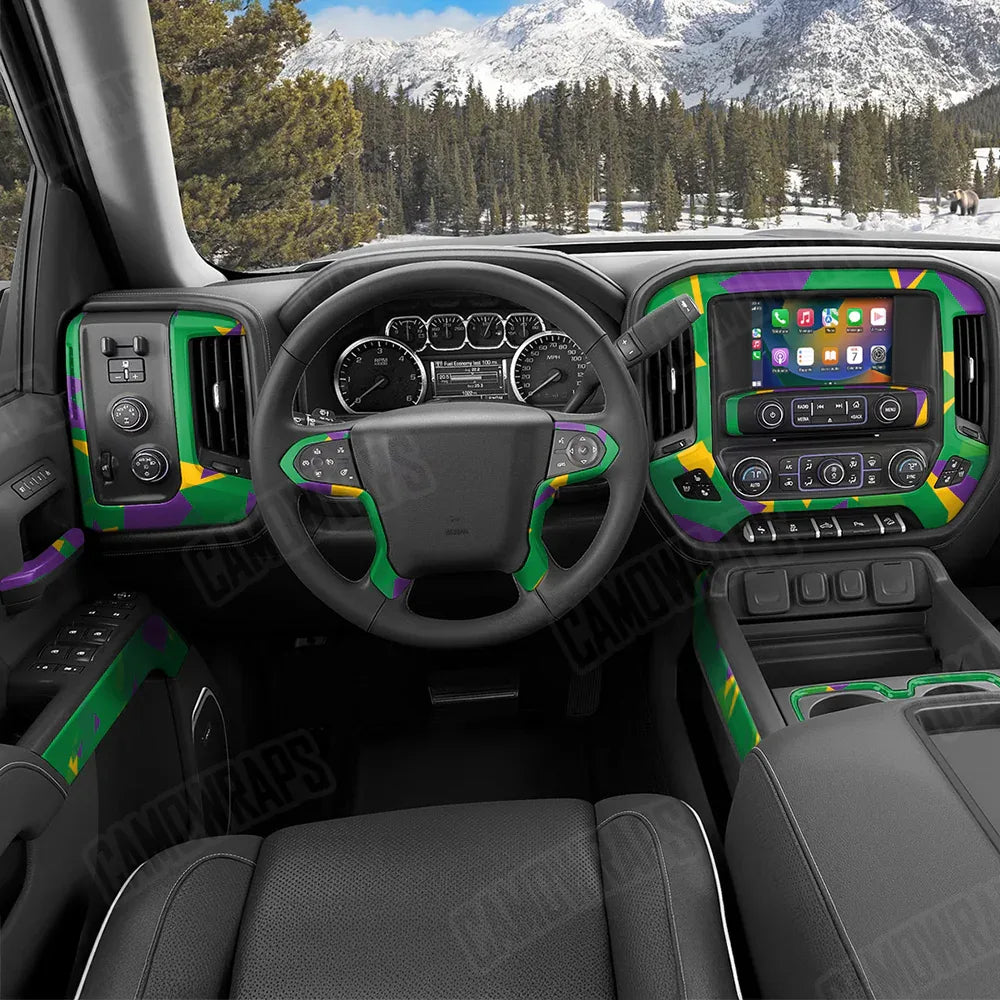 Shattered Mardi Gras Car Interior Skins