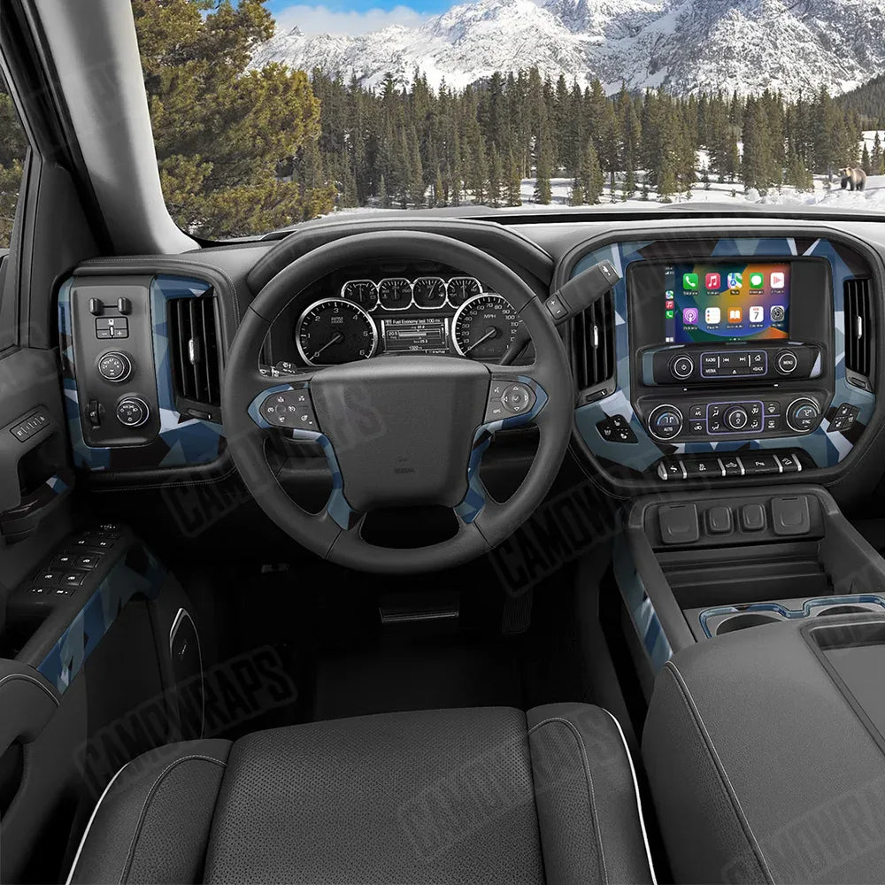 Shattered Navy Car Interior Skins