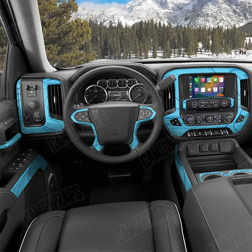 Topographic Blue Car Interior Skins