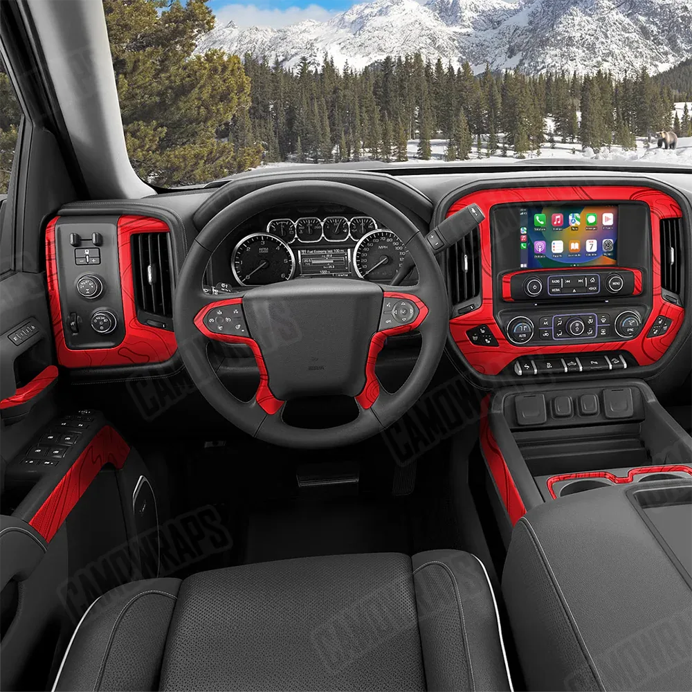Topographic Red Car Interior Skins