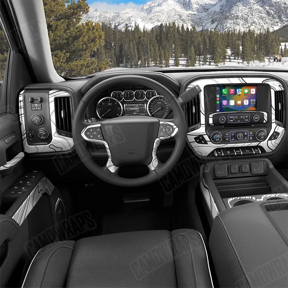 Topographic White Car Interior Skins