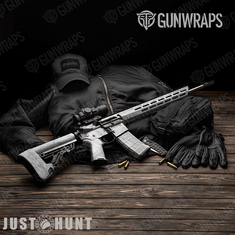 Just Hunt Deceptive Camo Whitened AR-15 Gun Skin Vinyl Wraps