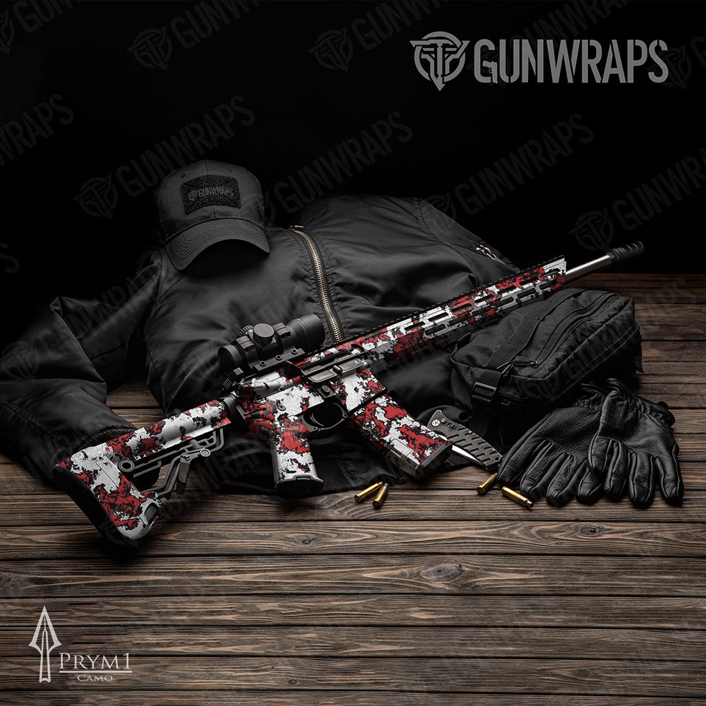 Prym1 Boulder Black Red White AR-15 Gun Skin Vinyl Wraps