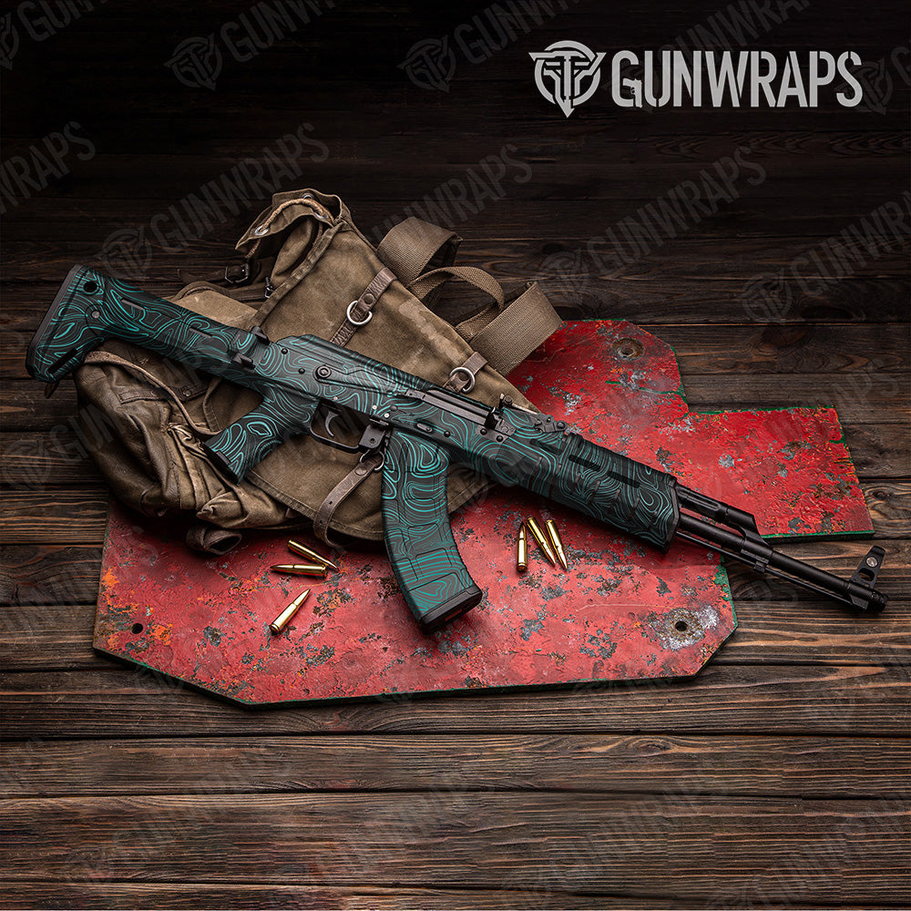 AK 47 Damascus Tiffany Blue Camo Gun Skin Vinyl Wrap
