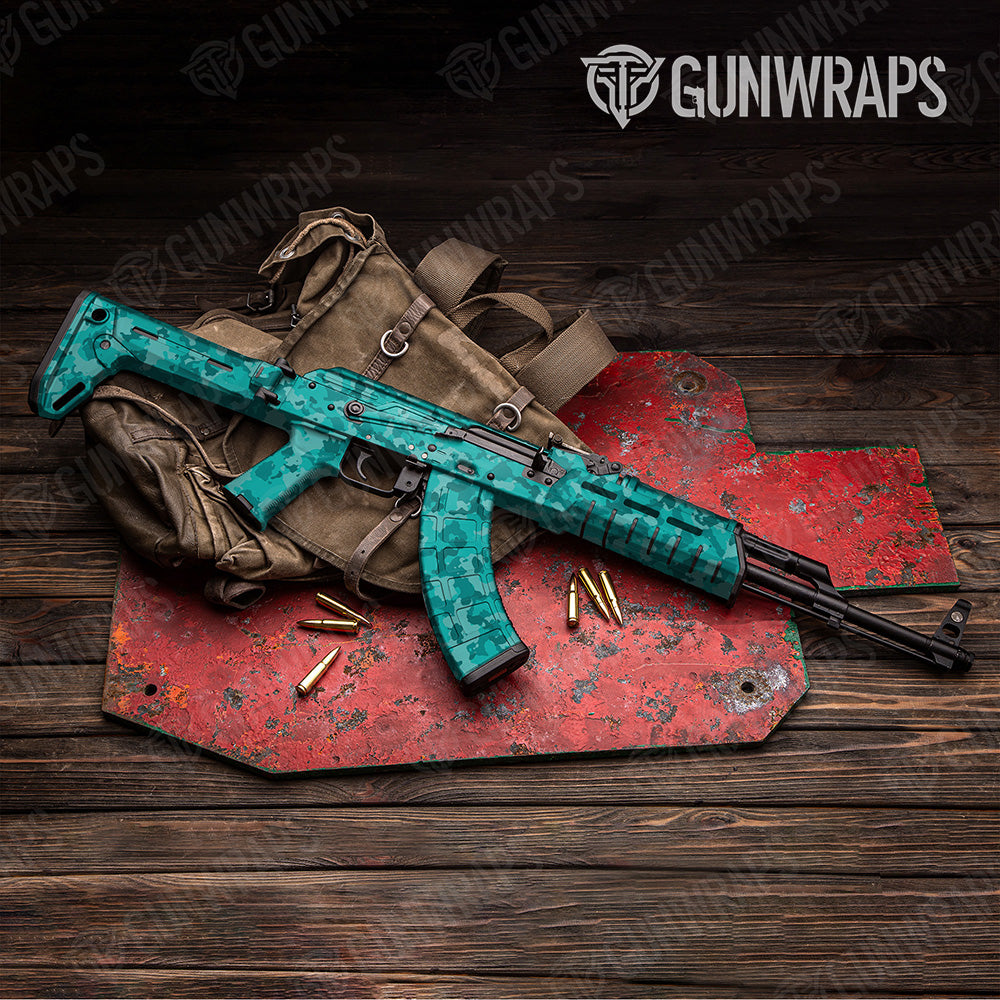 AK 47 Cumulus Elite Tiffany Blue Camo Gun Skin Vinyl Wrap