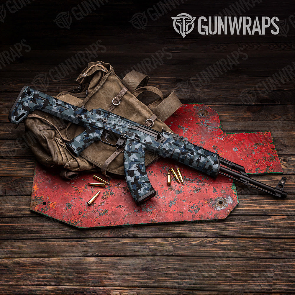 AK 47 Cumulus Navy Camo Gun Skin Vinyl Wrap