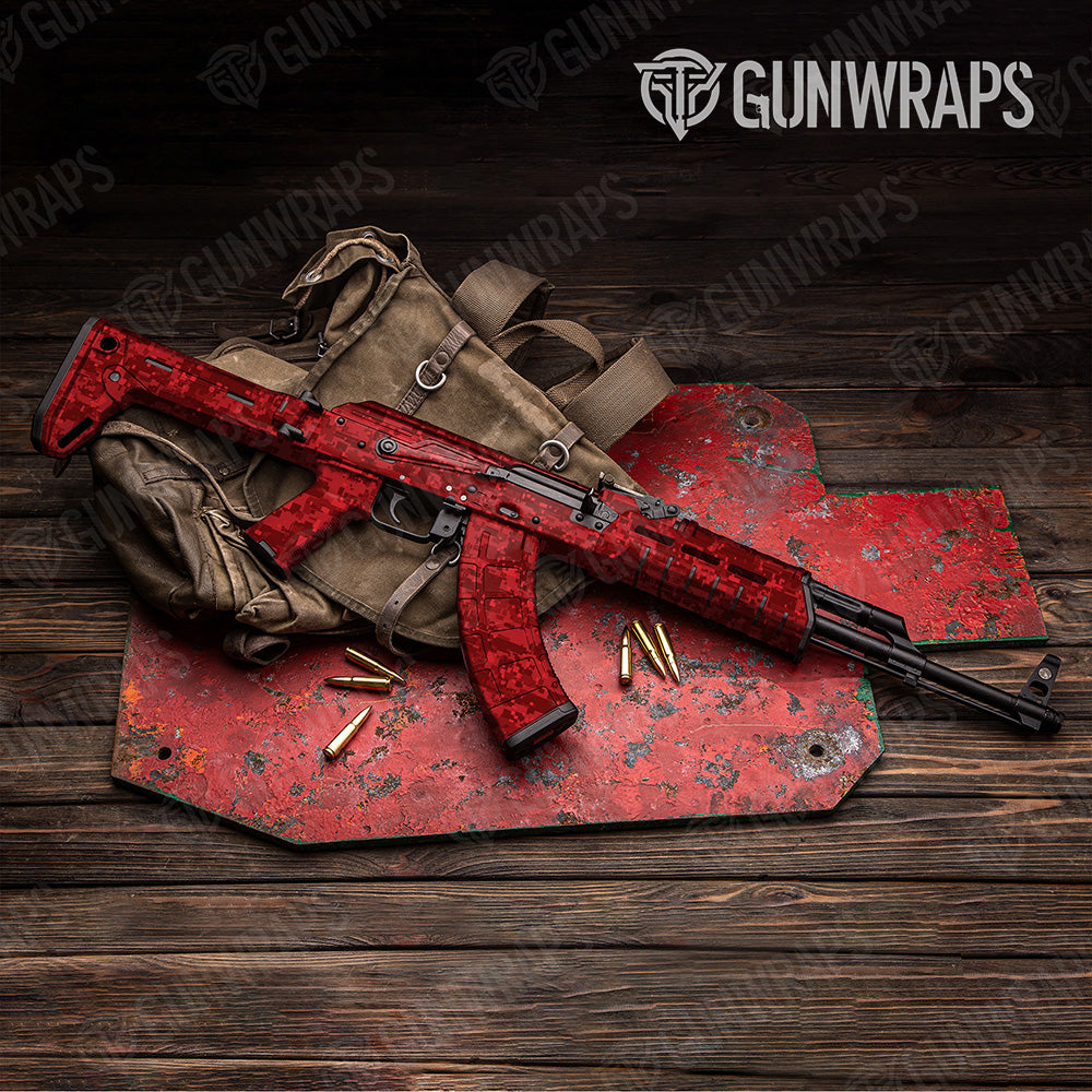 AK 47 Digital Elite Red Camo Gun Skin Vinyl Wrap