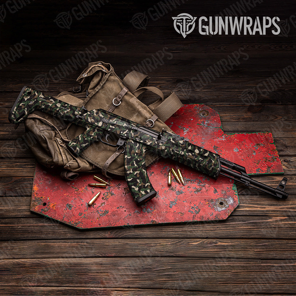 AK-47 Ragged Woodland Camo Gun Skin Vinyl Wrap
